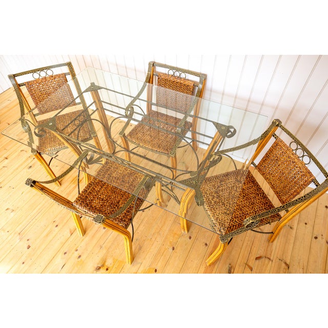 Vintage Bohemian Glass Dining Table and Armchairs, 1970s, Set of 5 For Sale - Image 15 of 18
