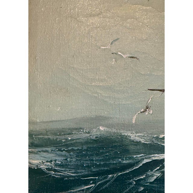 Mid 20th Century Framed Oil on Canvas Painting “Clipper Ship at Sea” Artist Signed Paolo For Sale In Washington DC - Image 6 of 12