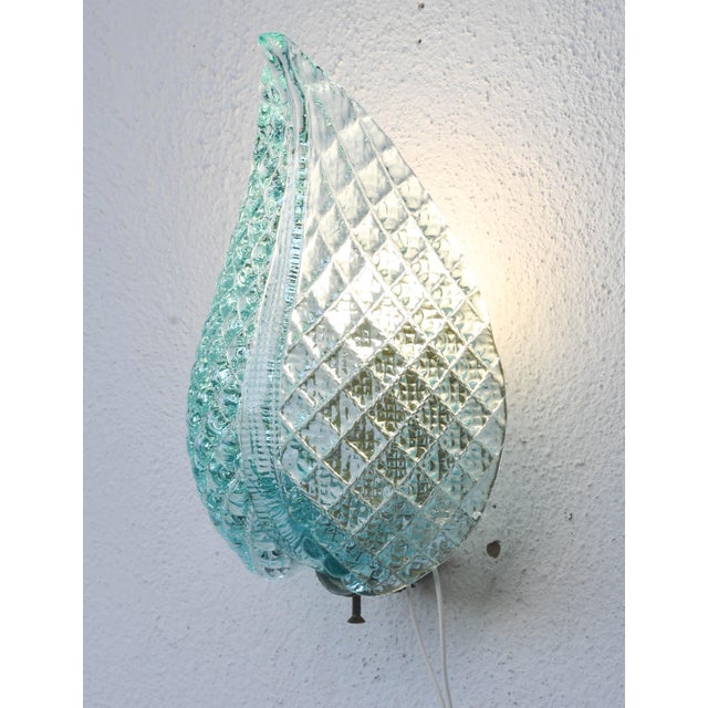 Blue 1950s Rare Wall Light Blue Jewel Murano Glass Leave by Barovier E Toso, -Set of 2 For Sale - Image 8 of 12