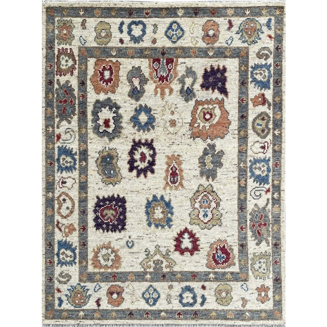 9x12 Sumptuous Fiona Ivory Abstract Floral Geometric Handknotted Wool Carpet Rug For Sale In New York - Image 6 of 7