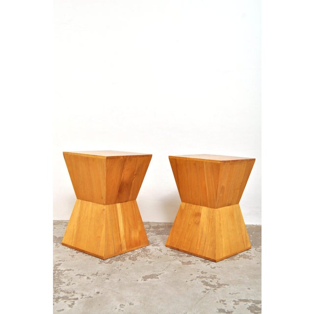 Wood Vintage Geometric Pyramid Side Tables, 1970s, Set of 2 For Sale - Image 7 of 9