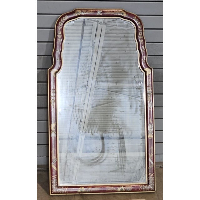 Chinoiserie Late 20th Century Friedman Brothers Chinoiserie Mirror Williamsburg Style Red Lacquer Frame For Sale - Image 3 of 9