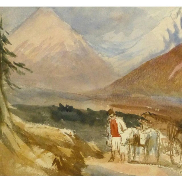 Traditional Vintage English Watercolor Landscape - Winter Peaks For Sale - Image 3 of 5