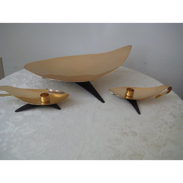 MIDCENTURY ATOMIC STYLE three piece table console set. This was made by the Mirror Company in the USA in the 1960s and is...