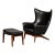 1960s h.w. Klein Bramin Leather Black Lounge Chair and Ottoman For Sale