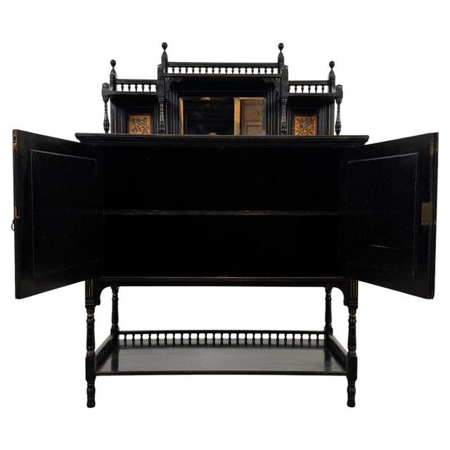 19th Century Antique English Ebonised Aesthetic Movement Cabinet For Sale - Image 4 of 11