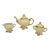 Canary Yellow Tea Set With Pumpkin Vine Handles Set of 3 3 Pieces For Sale