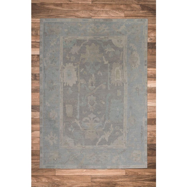 Textile Oriental Hand Knotted Rug Turkish Oushak 9'10" x 13'11" For Sale - Image 7 of 7