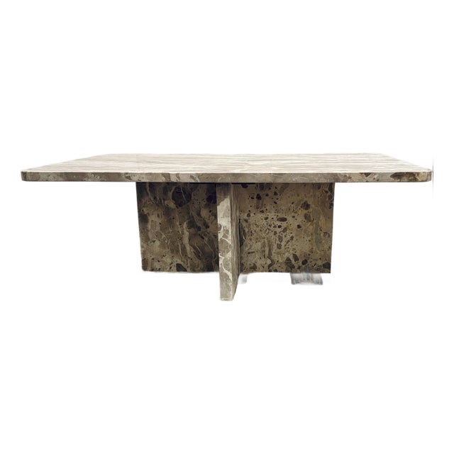 Modern Tan and Beige Marble Cocktail Table For Sale