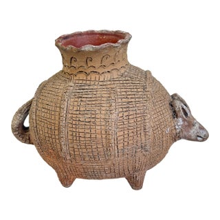 Mid-Century Terracotta Studio Pottery Armadillo Effigy Vessel – Pre-Columbian Style For Sale