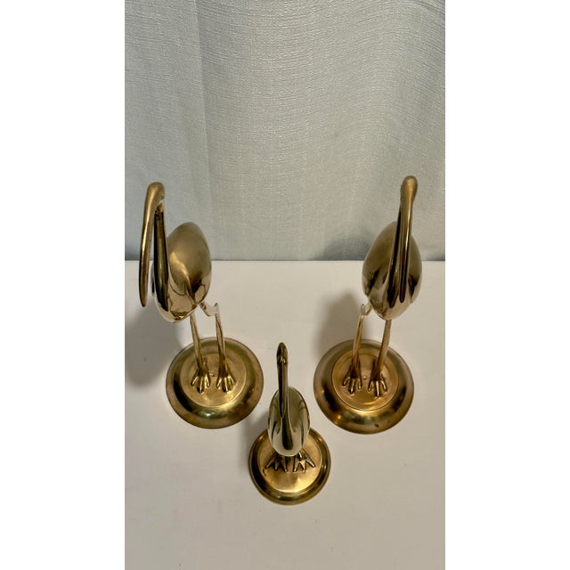 Metal 1970s Palm Beach Regency Solid Brass "Longevity" Crane Trio - Set of 3 For Sale - Image 7 of 10