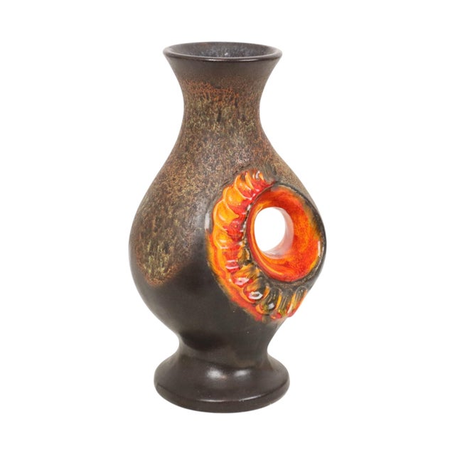 Ceramic Orange Fat Lava Vase from Walter Gerhards, West Germany, 1950s For Sale - Image 7 of 18