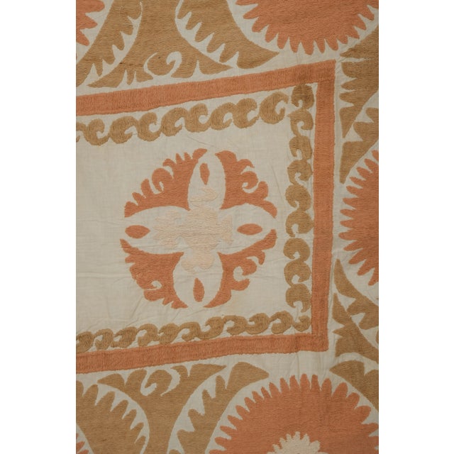 Vintage Neutral Central Asian Suzani Textile, Wall Hanging Tapestry For Sale - Image 11 of 13