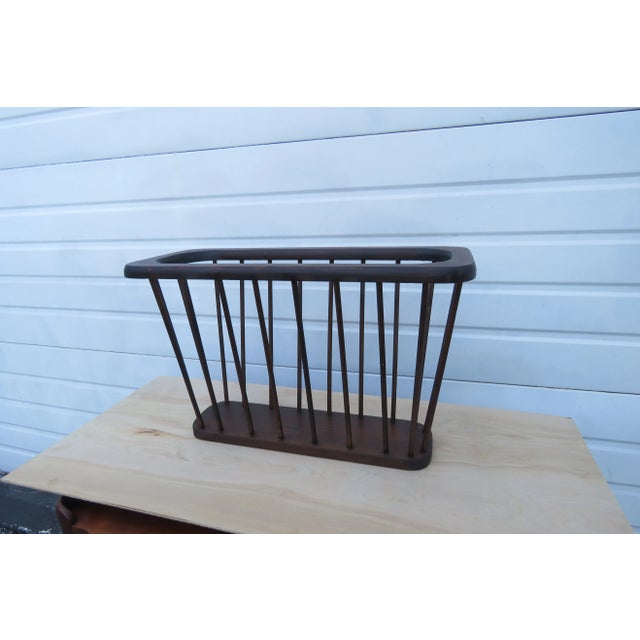 Brown Mid Century Modern Newspaper Stand Magazine Rack For Sale - Image 8 of 11