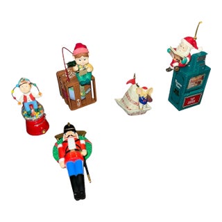 Vintage Collectable Enesco Christmas Ornaments- Set of 5 For Sale
