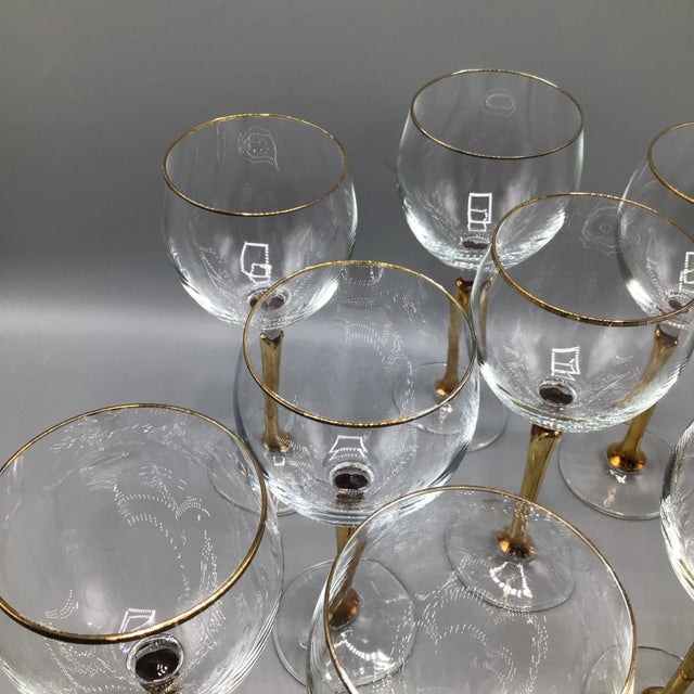 Versailles Gold Stem Wine Glasses With Gold Rim by Colony - Set of 11 For Sale - Image 11 of 13