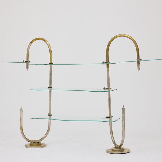 Vintage Art Nouveau Metal and Glass Patisserie Display Shelf, 1930s For Sale - Image 4 of 18