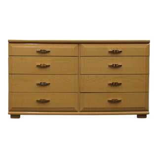 Mengel Furniture Bleached Oak Mid Century Modern MCM 56" Double Dresser For Sale