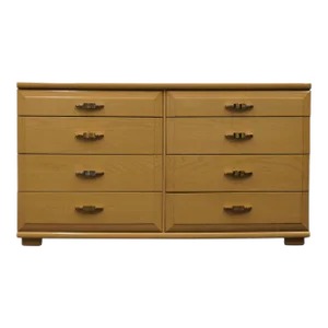 Mengel Furniture Bleached Oak Mid Century Modern MCM 56" Double Dresser