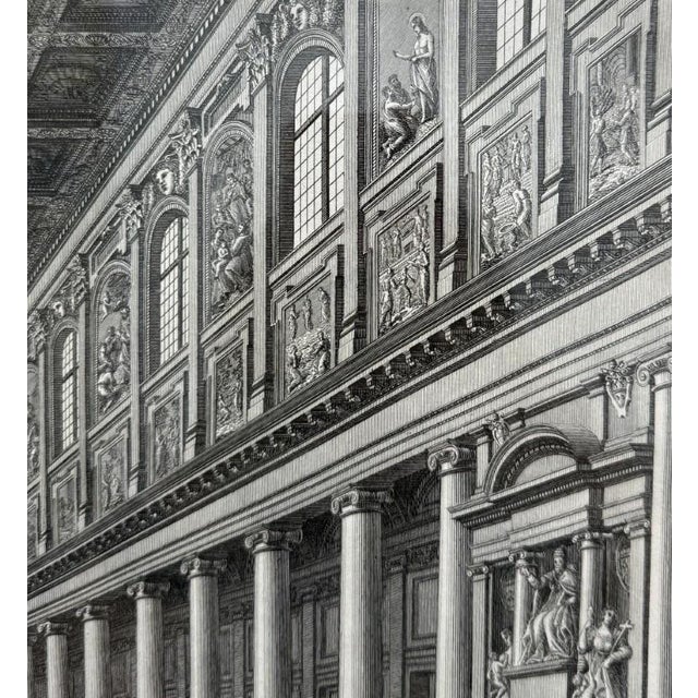 Black 19th Century Engraving of the Interior of the Basilica of Santa Maria Maggiore in Rome For Sale - Image 8 of 15