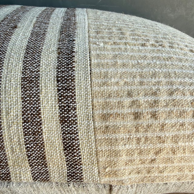 Vintage Turkish Hemp Rug Pillow 18" X 29" With Down Insert For Sale In Los Angeles - Image 6 of 7