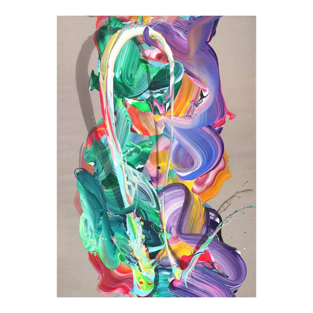 Av_943 - Original Contemporary Fluid Abstract Acrylic Painting on Linen by Alex Voinea For Sale