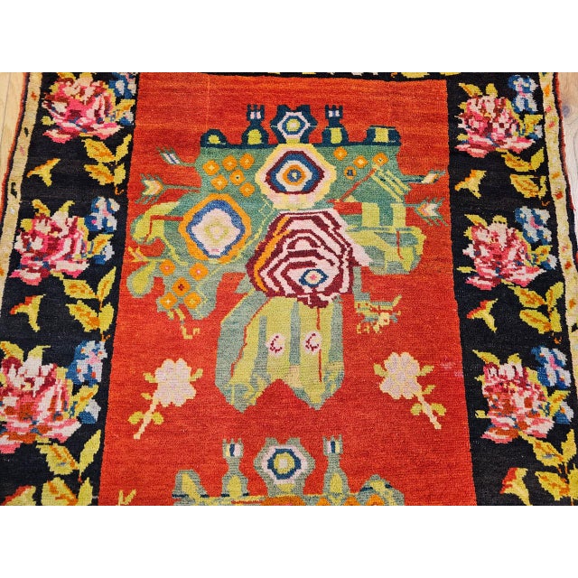 Vintage Caucasian Karabagh Rug, Hand-Knotted Gol Farang Floral Design, 5' x 7' For Sale - Image 14 of 15