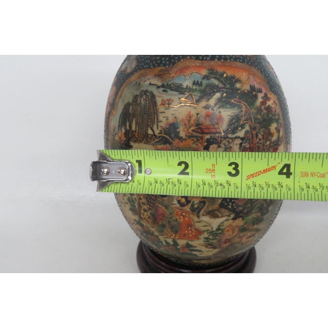 Satsuma Style Hand Painted Porcelain Egg 2pc Including Wood Display Stand 5062b For Sale - Image 10 of 13