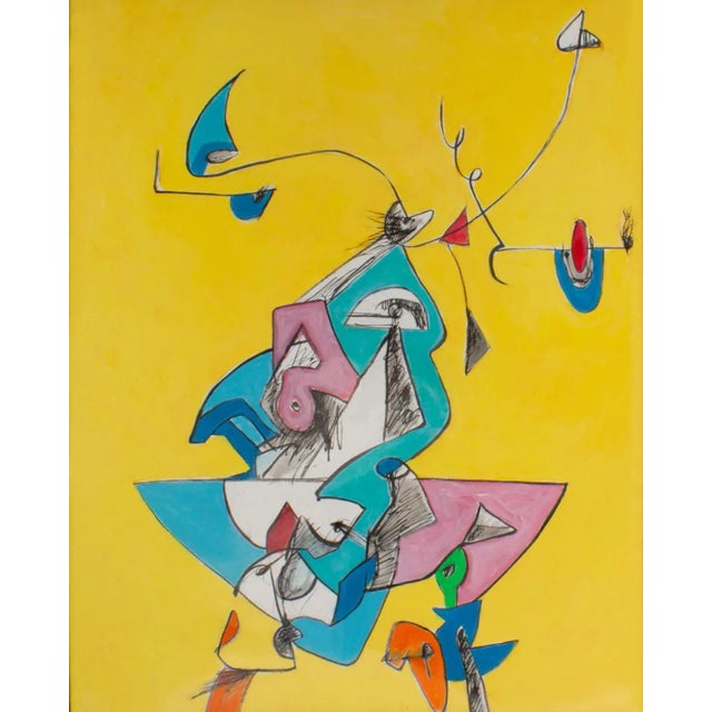 An abstract mixed media painting by the American artist James L. Bruch (1942-2023). Unsigned, this abstract work features...