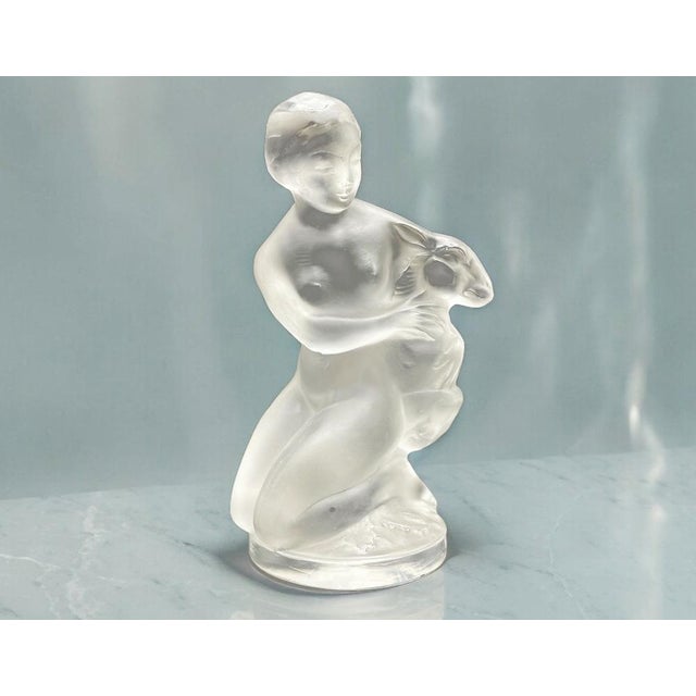 Lady with a Fawn Figurine in Crystal, 1980s For Sale - Image 4 of 15