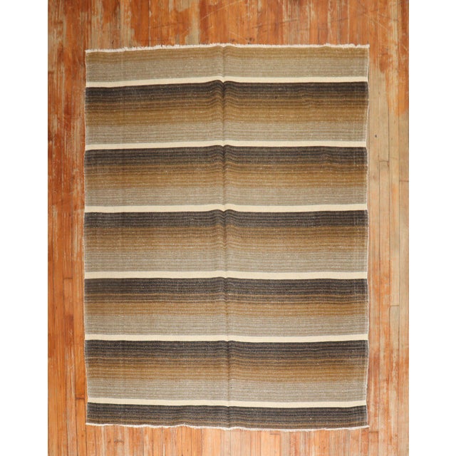 Rustic Striped Turkish Kilim For Sale - Image 3 of 10