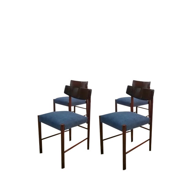Mid-Century Danish Style Dining Chairs in Mahogany & Rosewood,1960, Set of 4 For Sale