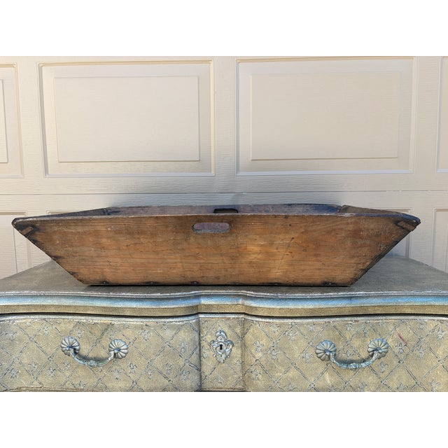 19th Century Primitive Hand-Hewn Wooden Dough Trough With Iron Repairs For Sale - Image 12 of 16
