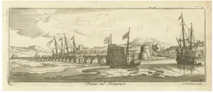 Peeters, View of Fanar in the Aegean Archipelago with Bridge and Ships, 1680, Print