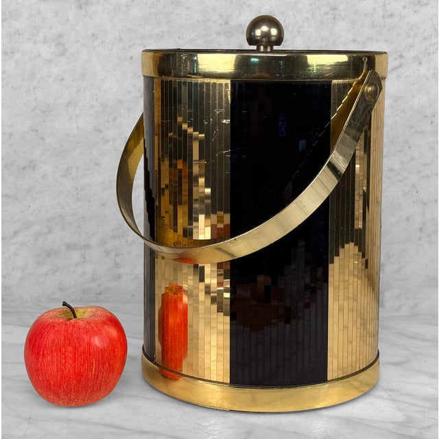 - Original 1970's Barware Ice Bucket - Designed by Larry Laslo for Drulane Mfg - Unusual Mirrored Glass Paneled Exterior...
