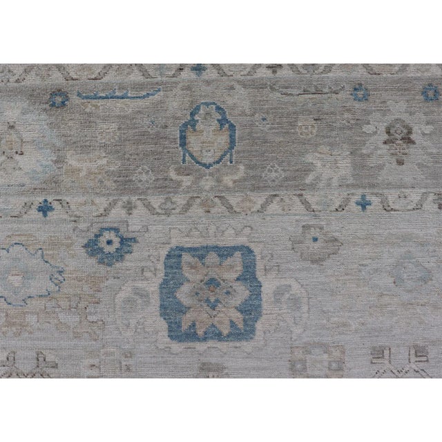 Modern Tribal Oushak Rug by Keivan Woven Arts, Off-White With Blue, 9'4" X 11'10 For Sale In Atlanta - Image 6 of 13