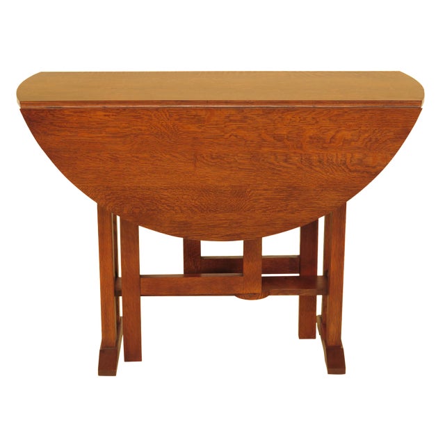 Stickley Drop Leaf Round Mission Oak Table Chairish