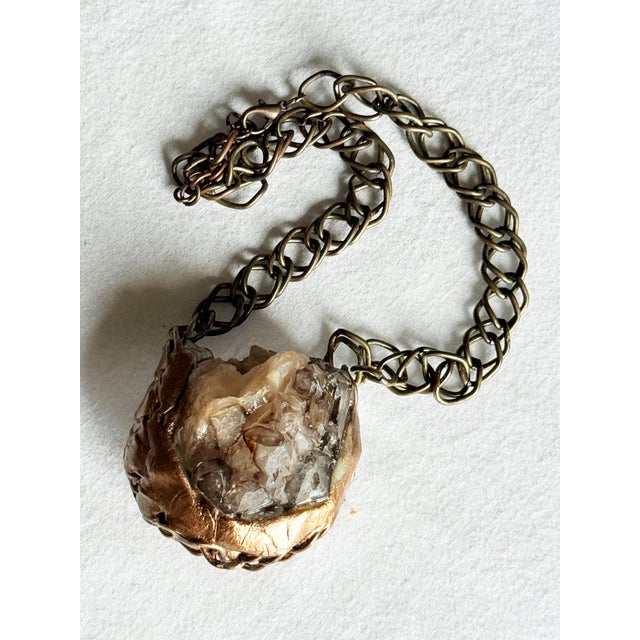 Tribal Vintage Artisan Smoky Quartz Mixed Media Statement Necklace For Sale - Image 3 of 16