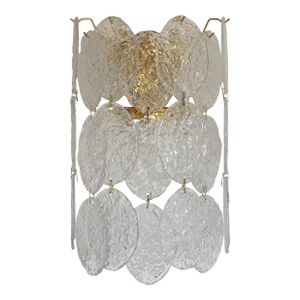 Contemporary Murano Glass "Nuvoletta" Disc 3 Level Wall Light Sconce From Simoeng