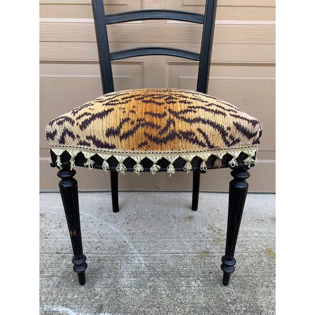 A Pair of Ebonized Opera Chairs in Tiger Upholstery For Sale - Image 14 of 14