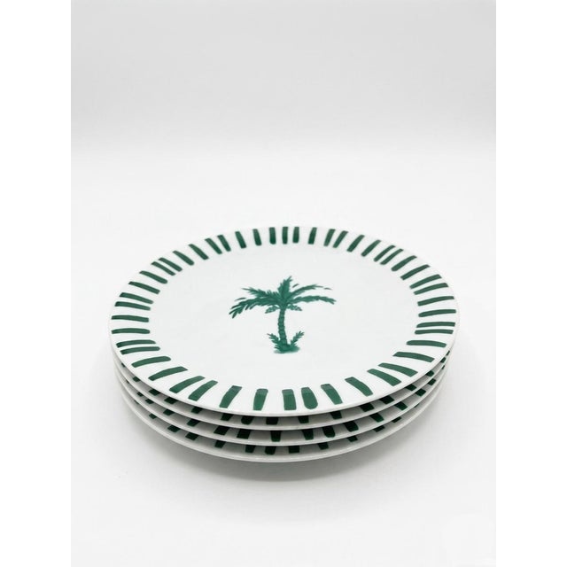 Coastal Anthropologie X Fern & Co. "Tarlenare" Palm Tree Salad Plates - Set of 4 For Sale - Image 3 of 11