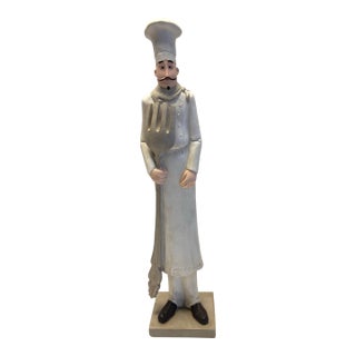 Late 20th Century French Country Chef Figurative Sculpture, Whimsical Kitchen Decor, 18” For Sale