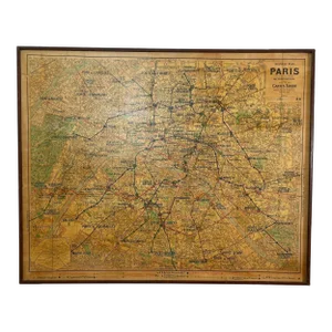 Large French Paris Metro Map 1960s