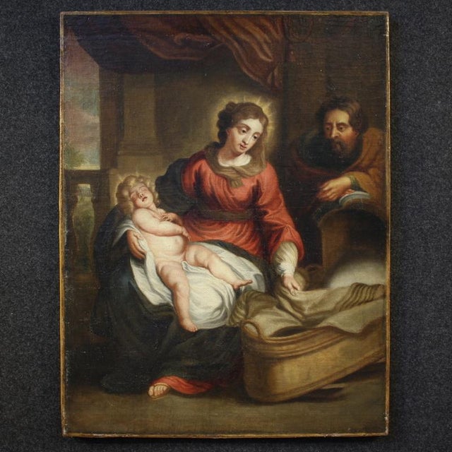 Flemish Artist, Holy Family, 1770, Oil on Canvas For Sale - Image 13 of 13