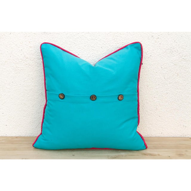 1960s Neelam Blue Dotted Ahir Handloom Pillow For Sale - Image 5 of 6
