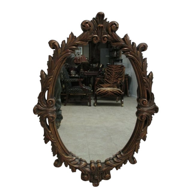 1990s Raschella Home Design French Regency Hanging Wall Mirror Gold Carved For Sale - Image 5 of 10
