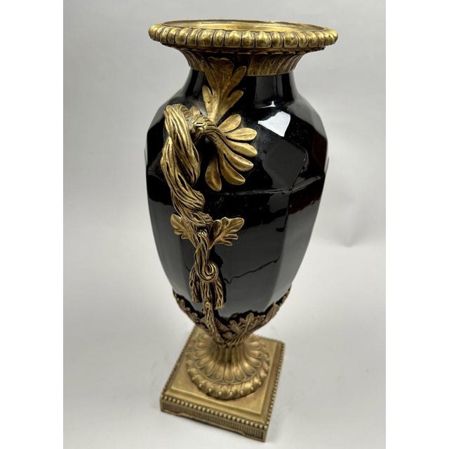 Large Black Ceramic and Bronze Vase, 1880 For Sale - Image 12 of 13