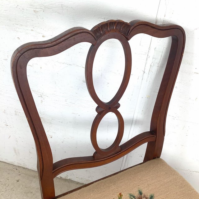 Brown Queen Anne Style Side Chair With Needlepoint Seat For Sale - Image 8 of 12