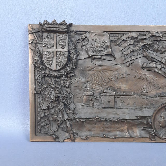 Bronze High Relief Plaque with Sforzesco Castle, Late 19th Century For Sale - Image 3 of 11