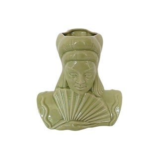 Hollywood Regency Asian Geisha Head Vase For Sale